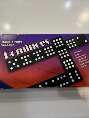 Double Nine Wooden Dominoes Set - Black Wooden Tiles